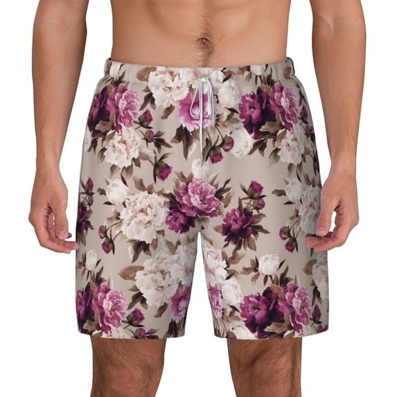 Balery Rose Flowers Mens Swim Trunks Swim Shorts for Men Quick Dry Inseam Beach Shorts with Compression Liner Pocket-XX-Large
