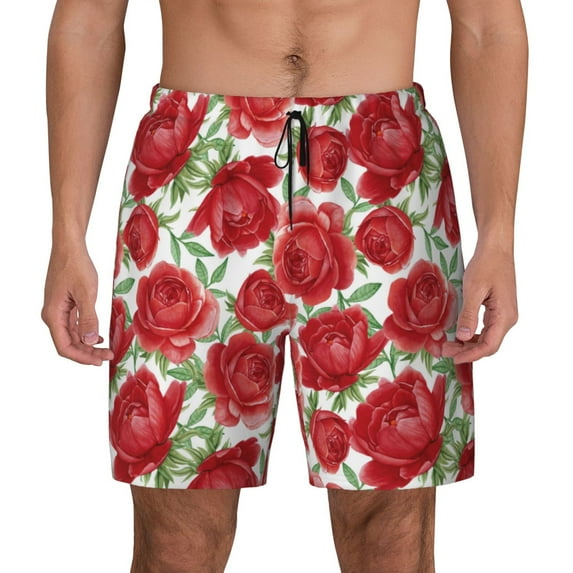 Balery Rose Flowers Mens Swim Trunks Swim Shorts for Men Quick Dry Inseam Beach Shorts with Compression Liner Pocket-XX-Large
