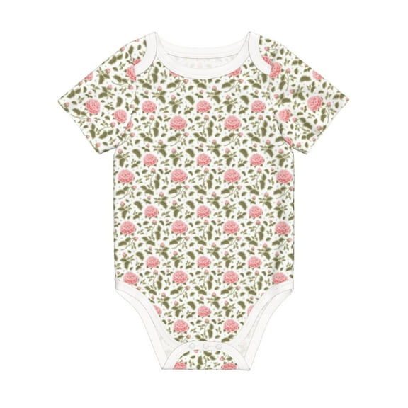 Balery Rose Flowers Pattern Baby Climbing Clothes Infant Bodysuit Cute Infant Bodysuit Baby Romper-12 Months