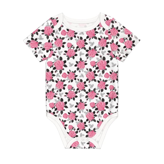 Balery Rose Flowers Pattern Baby Climbing Clothes Infant Bodysuit Cute Infant Bodysuit Baby Romper-6 Months