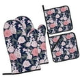 thumbnail image 1 of Balery Rose Flowers Pattern Oven Mitts and Pot Holders 4 pcs Set, Kitchen Oven Glove High Heat Resistant 500℉ Oven Mitts with Non-Slip Silicone Surface, 1 of 6