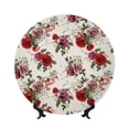 thumbnail image 1 of Balery Rose Flowers Print Bone China Decorative Plate Ceramic Dinner Plates Art Crafts with Display Stand-6in, 1 of 6