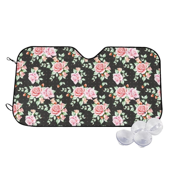 Balery Rose Flowers Print Car Windshield Sun Shade,Windshield Sunshade for Car Pickup Truck SUV Accessories-Medium