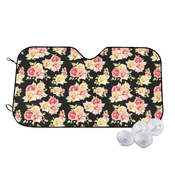Balery Rose Flowers Print Car Windshield Sun Shade,Windshield Sunshade for Car Pickup Truck SUV Accessories-Medium