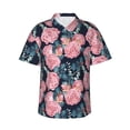 thumbnail image 1 of Balery Rose Flowers Print Men's Hawaiian Shirts Short Sleeve Beach Shirt Relaxed Fit Vacation Button Down Shirts-XX-Large, 1 of 9