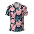 thumbnail image 1 of Balery Rose Flowers Printed Men’s Short Sleeve Polo Shirt, Midweight Men's Shirt,Golf Polo shirts -Large, 1 of 9
