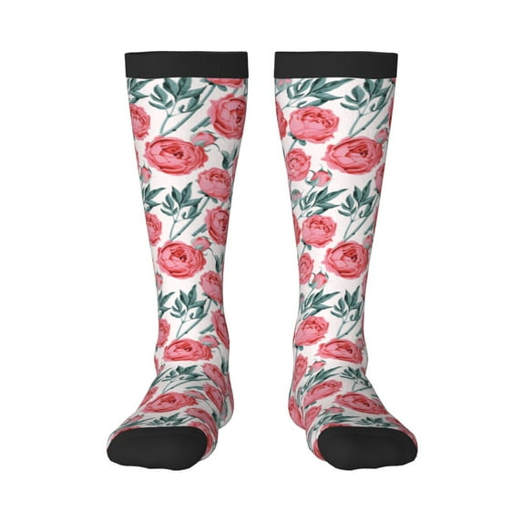 Balery Rose Flowers Printed Novelty Socks Men's Women's Crew Socks Sports Socks Knee High Socks Cotton Socks Quirky and Cool Socks