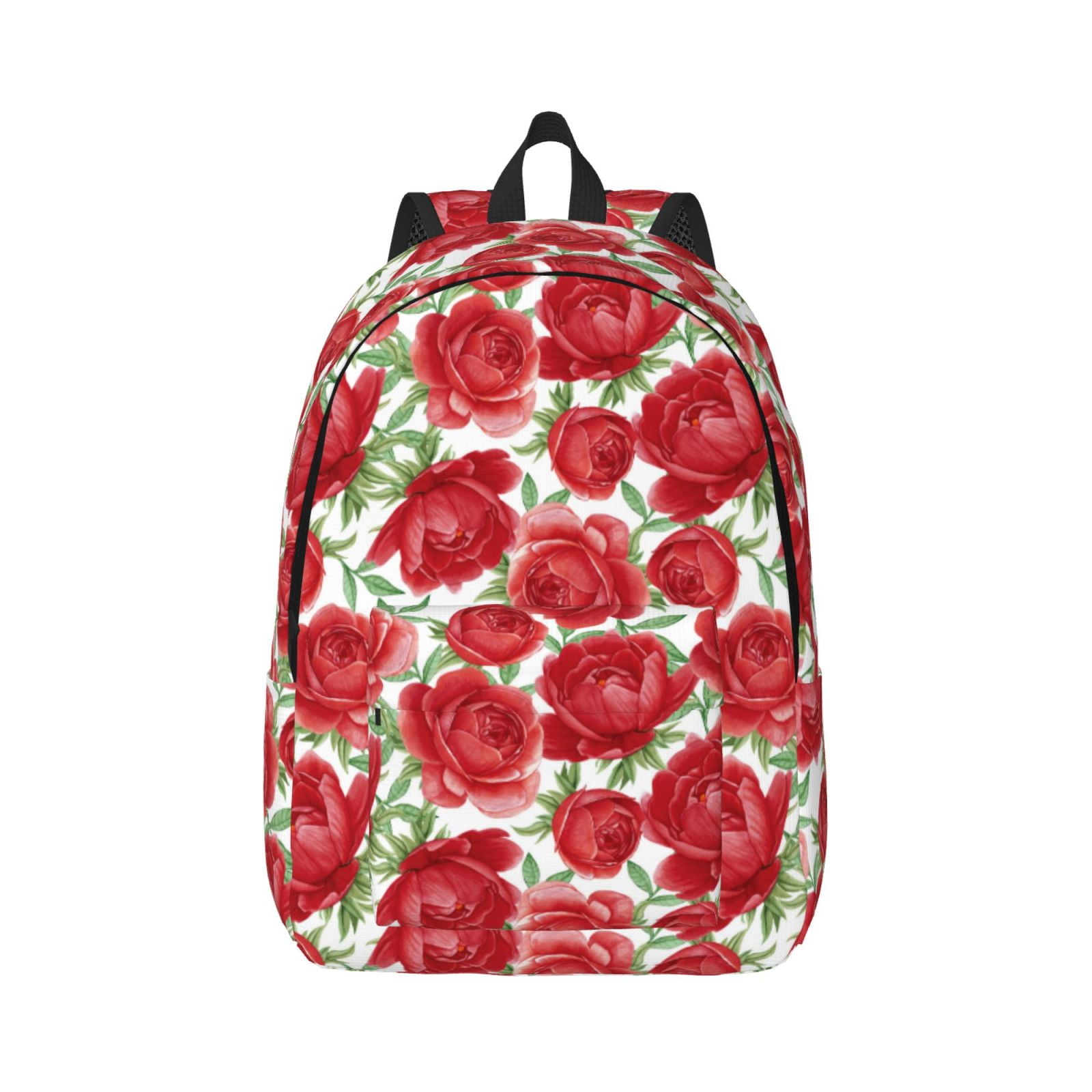 Balery Rose Flowers Vintage Canvas Backpack for Men and Women Large