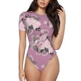 thumbnail image 1 of Balery Rose Flowers Women's Short Sleevee Crew Neck Bodysuit Tops Short Sleeve Tops Basic-X-Large, 1 of 9