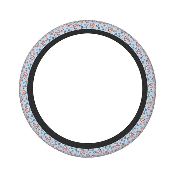 Balery Rose Flowers print Steering Wheel Covers Elastic Skidproof Steering Wheel Protective Cover Case for Men Women Universal 15 Inches Cars Accessories