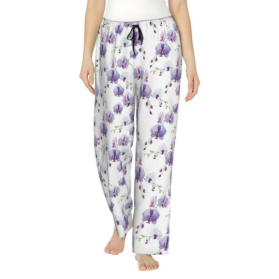 Balery Rose Flowers print Women's Pajama Pants,Ultra Lightweight Pjs,Lounge Pant-Small