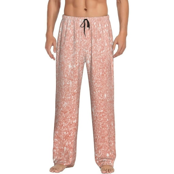Balery Rose Gold Glitter print Men's Pajama Pants,Ultra Lightweight Pjs,Lounge Pant-Large