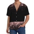 thumbnail image 1 of Balery Rose Gold Glitter1 Men's Casual Button Down Shirt Short Sleeve Textured Summer Cuban Beach Shirts-Large, 1 of 7