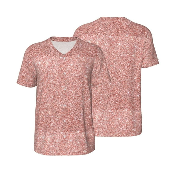 Balery Rose Gold Pink Glitter Baseball Jersey for Men Casual Button Down Shirts Short Sleeve Active Team Sports Uniform-XX-Large