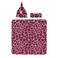 Balery Rose Leopard Print Printed Newborn Receiving Blanket Bow