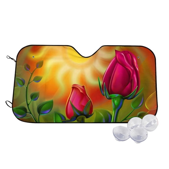 Balery Rose Psychedelic Windshield Sun Shade, Car Front Window Sunshade Cover ,Automotive Interior Portected Blocks Uv Rays For Car Pickup Truck Suv Accessories- Small