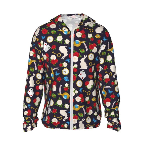 Balery Rose Rabbit Men's Women's UPF 50+ Sun Protection Lightweight Hoodie Performance Long Sleeve Shirt for Fishing Running-Medium