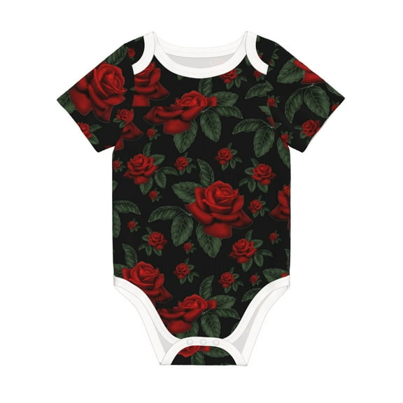 Balery Roses Pattern Baby Climbing Clothes Infant Bodysuit Cute Infant Bodysuit Baby Romper-9M