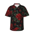 thumbnail image 1 of Balery Roses Print Men's Hawaiian Shirts Short Sleeve Beach Shirt Relaxed Fit Vacation Button Down Shirts-3X-Large, 1 of 9