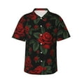 thumbnail image 1 of Balery Roses Print Men's Hawaiian Shirts Short Sleeve Beach Shirt Relaxed Fit Vacation Button Down Shirts-Small, 1 of 9