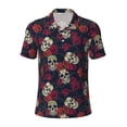 thumbnail image 1 of Balery Roses Skulls Printed Men’s Short Sleeve Polo Shirt, Midweight Men's Shirt,Golf Polo shirts -3X-Large, 1 of 9