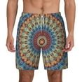 thumbnail image 1 of Balery Round Mandala Mens Swim Trunks Swim Shorts for Men Quick Dry Inseam Beach Shorts with Compression Liner Pocket-Large, 1 of 9