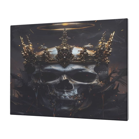 Balery Royal Skull With Golden Crown Pattern Canvas Decorative Picture – 30x40in Premium Wall Art, Modern Canvas Print for Home Decor(Horizontal)