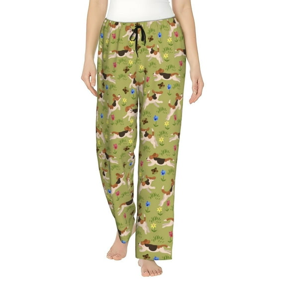 Balery Running Beagle print Women's Pajama Pants,Ultra Lightweight Pjs,Lounge Pant-Medium
