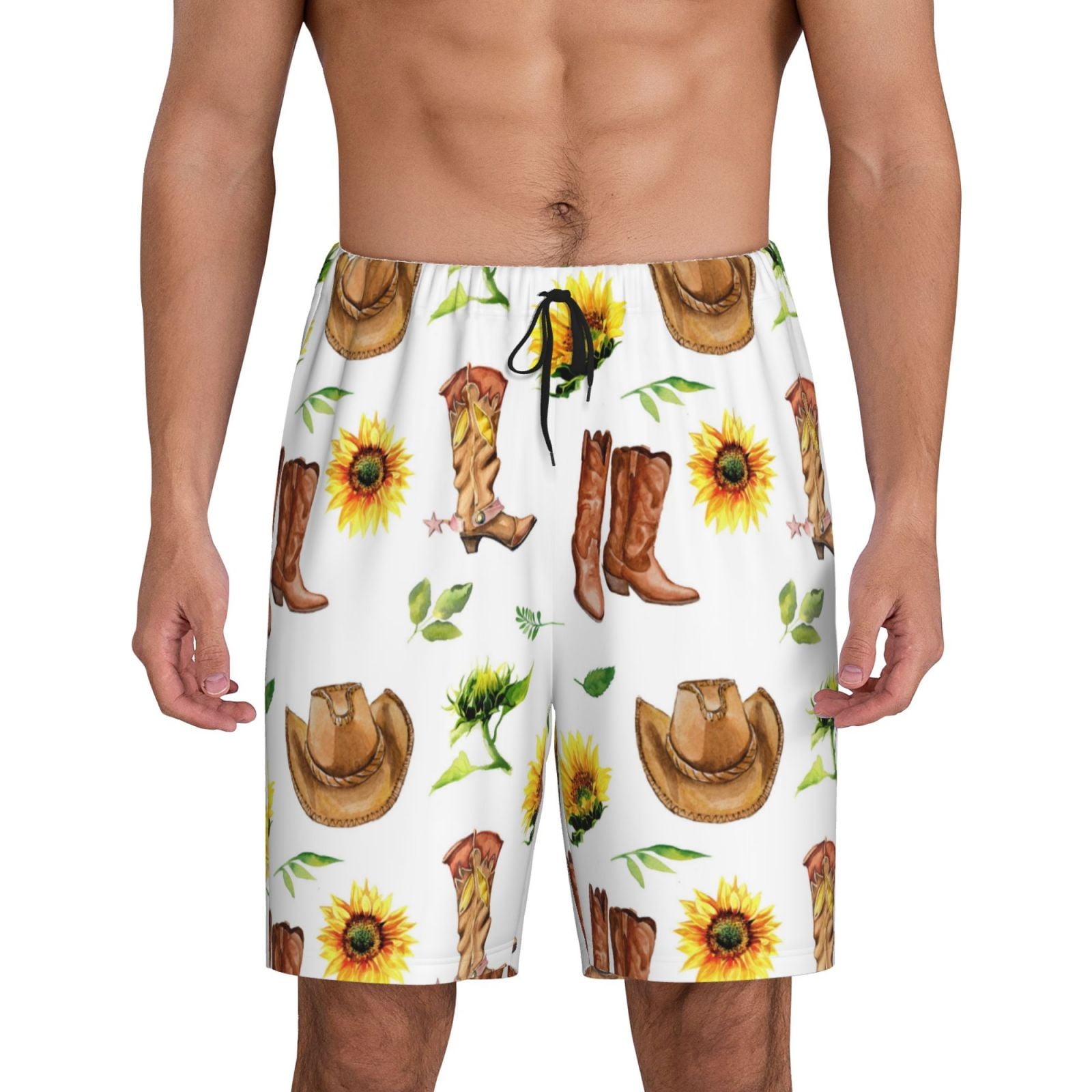 Balery Rustic Western Charm Men's Cotton Knit Pajama Shorts Waistband ...