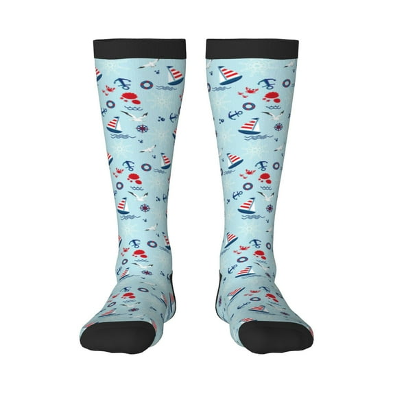 Balery Sailboats Anchors Fun Novelty Socks Men'S Women'S Crew Socks Funny Crazy Novelty Socks Quirky And Cool Socks