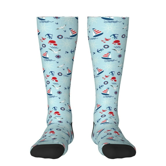 Balery Sailboats Anchors Fun Novelty Socks Men'S Women'S Crew Socks Funny Crazy Novelty Socks Quirky And Cool Socks