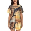 thumbnail image 1 of Balery Sailing Dancing Dolphin Pattern Womens Pajama Sets 2 Piece Soft Short Sleeve Top and Shorts Sleepwear Round Neck Pjs Lounge Set with Pockets-Medium, 1 of 7