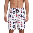 thumbnail image 1 of Balery Sailing Marine Travel Men's Cotton Knit Pajama Shorts Waistband & Pockets,Short Pajama Pants-Small, 1 of 8