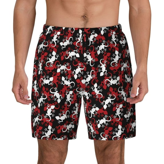 Balery Salamander Mens Swim Trunks Swim Shorts for Men Quick Dry Inseam Beach Shorts with Compression Liner Pocket-Medium