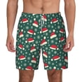 thumbnail image 1 of Balery Santa Hat Joy Green Festive Mens Swim Trunks Swim Shorts for Men Quick Dry Inseam Beach Shorts with Compression Liner Pocket-Small, 1 of 9