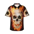 thumbnail image 1 of Balery Satanic Skull Print Men's Hawaiian Shirts Short Sleeve Beach Shirt Relaxed Fit Vacation Button Down Shirts-3X-Large, 1 of 9