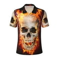 thumbnail image 1 of Balery Satanic Skull Printed Men’s Short Sleeve Polo Shirt, Midweight Men's Shirt,Golf Polo shirts -3X-Large, 1 of 9
