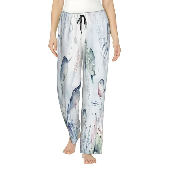 Balery Sea Animals print Women's Pajama Pants,Ultra Lightweight Pjs,Lounge Pant-Small