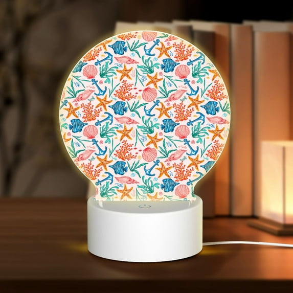 Balery Sea Creatures Pattern Acrylic Night Light Gift with 3 Color ModesTouch-Sensitive LED Lamp Perfect Gift for Mother's Day, Birthday, or Christmas