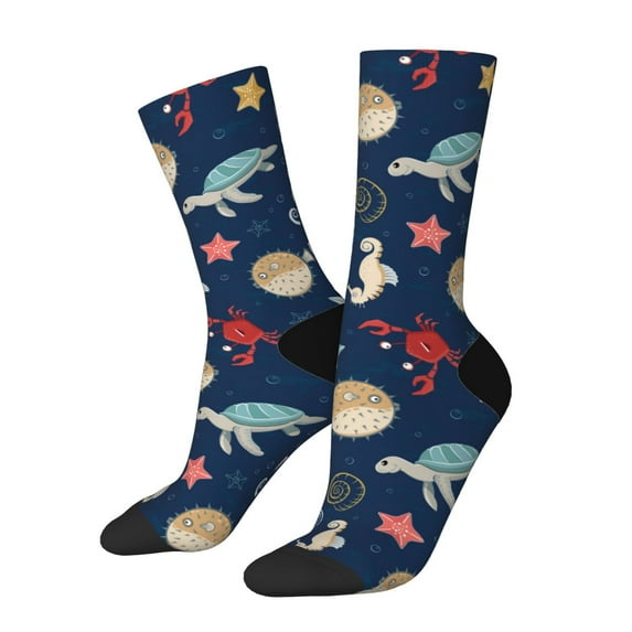 Balery Sea Creatures Pattern Crew Socks Unisex– Soft & Breathable Socks for Men & Women, One-Size Fits Most (US 5-11), Comfortable & Durable for Daily Wear