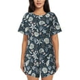 thumbnail image 1 of Balery Sea Shells 1 Pattern Womens Pajama Sets 2 Piece Soft Short Sleeve Top and Shorts Sleepwear Round Neck Pjs Lounge Set with Pockets-Medium, 1 of 7