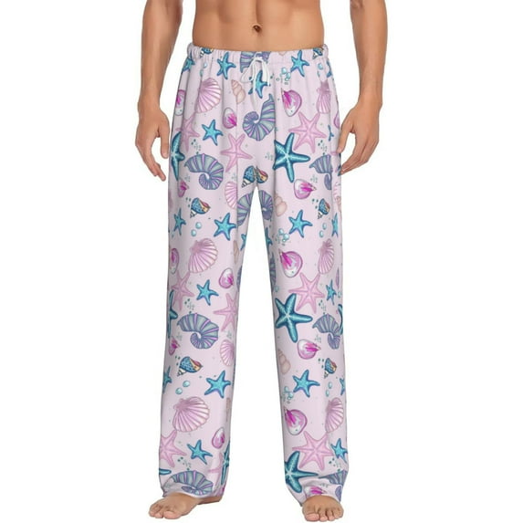 Balery Sea Shells 3 print Men's Pajama Pants,Ultra Lightweight Pjs,Lounge Pant-Small