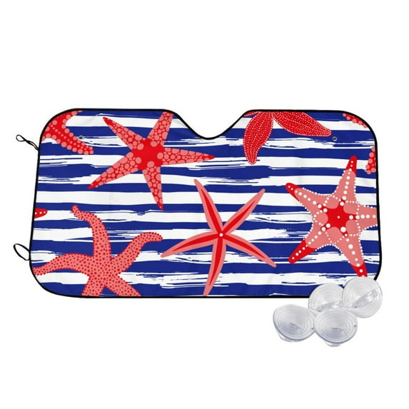 Balery Sea Stars Windshield Sun Shade, Car Front Window Sunshade Cover ,Automotive Interior Portected Blocks Uv Rays For Car Pickup Truck Suv Accessories- Small