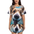 thumbnail image 1 of Balery Sea Swimming Corgi Pattern Womens Pajama Sets 2 Piece Soft Short Sleeve Top and Shorts Sleepwear Round Neck Pjs Lounge Set with Pockets-X-Large, 1 of 7