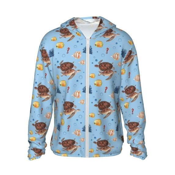 Balery Sea Turtle Men's Women's UPF 50+ Sun Protection Lightweight Hoodie Performance Long Sleeve Shirt for Fishing Running-Medium