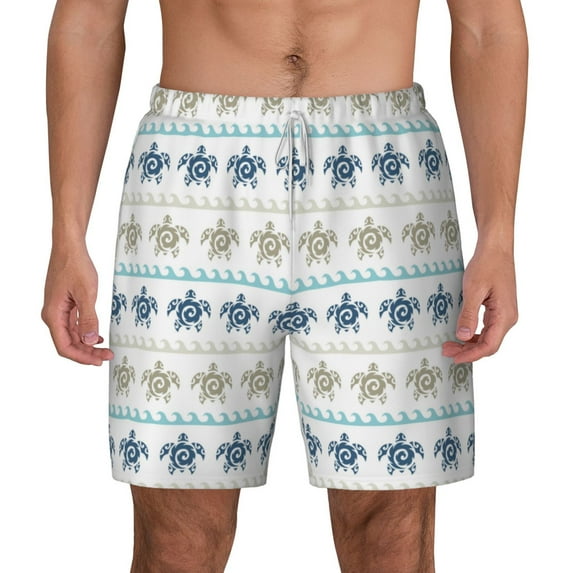 Balery Sea Turtle Mens Swim Trunks Swim Shorts for Men Quick Dry Inseam Beach Shorts with Compression Liner Pocket-Large