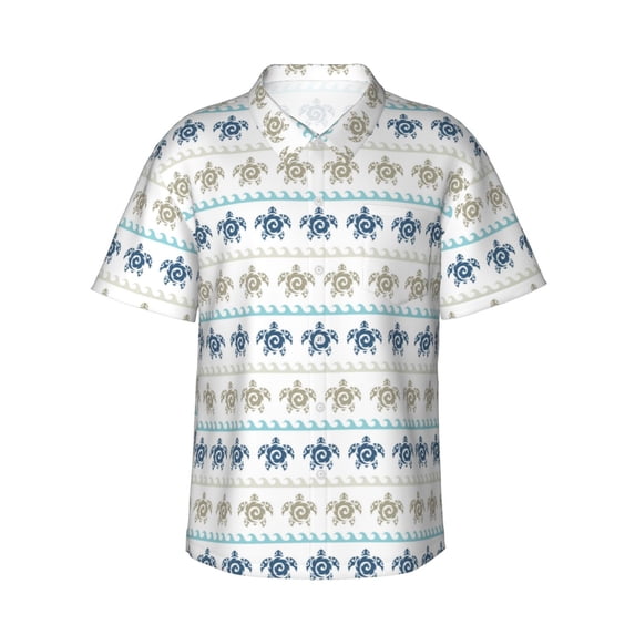 Balery Sea Turtle Print Men's Hawaiian Shirts Short Sleeve Beach Shirt Relaxed Fit Vacation Button Down Shirts-Medium