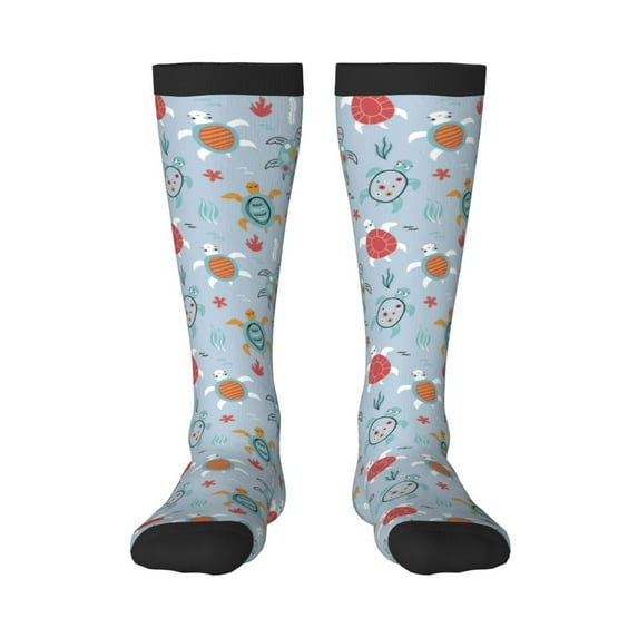 Balery Sea Turtle Printed Novelty Socks Men's Women's Crew Socks Sports Socks Knee High Socks Cotton Socks Quirky and Cool Socks