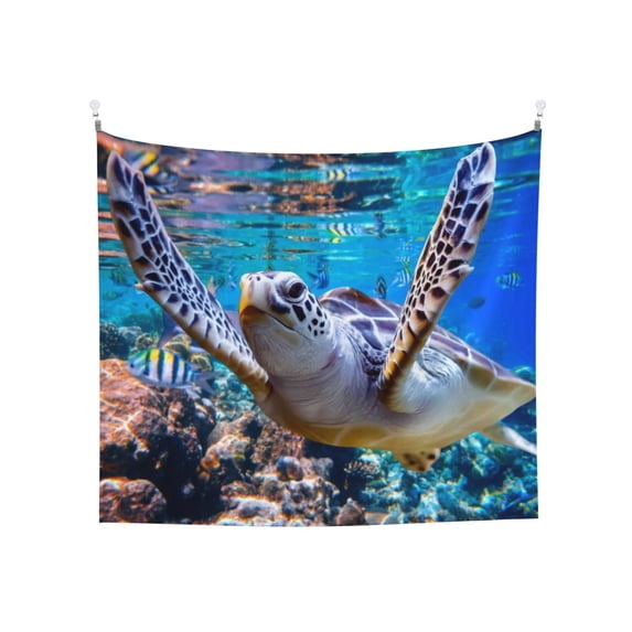 Balery Sea Turtle Swims Pattern Tapestry 60x51 Inches - Large Wall Hanging Tapestry for Bedroom, Living Room, Dorm Decor - Artistic and Aesthetic Room Decor