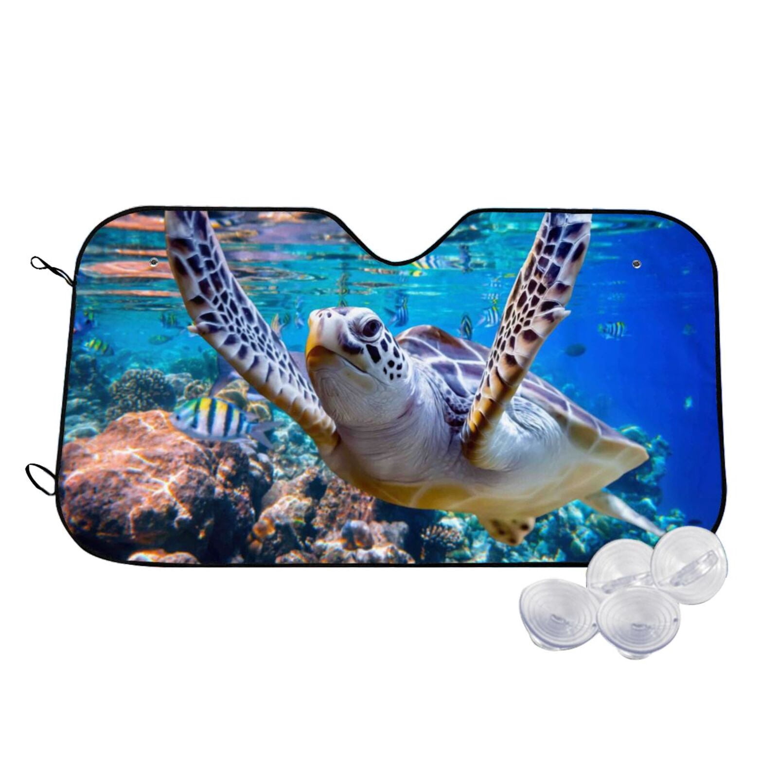 Windshield Turtle Shell Balery Sea Turtle Swims Windshield Sun Shade, Car Front Window Sunshade ...